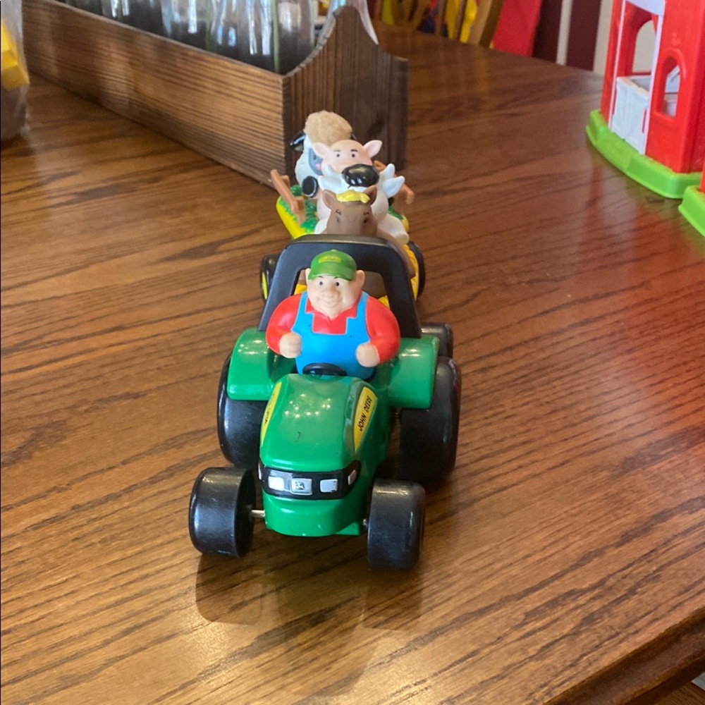 Fisher Price John Deer Tractor & wagon.
